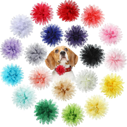20 Pieces Dog Collar Flowers Pet Flower Bow Ties Multi-Color Dog Charms Flower for Puppy Dog Collar Grooming Accessories (12 Cm/ 4.7 Inch)